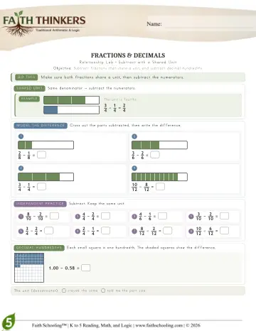 Grade 5 Math: Fractions — worksheet preview