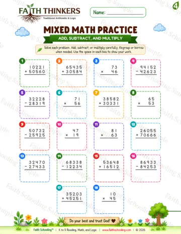 4th Grade math worksheet — Summer Mixed Practice 9