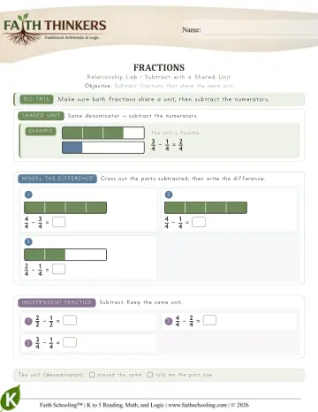 Kindergarten Math: Fractions — worksheet preview