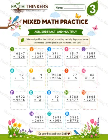 3rd Grade math worksheet — Spring Mixed Practice 4