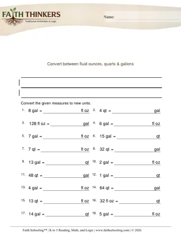 Grade 4 Math: Capacity Volume — worksheet preview