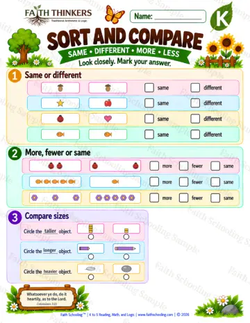 Kindergarten math worksheet — Matching and Classifying Practice 9
