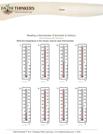 Grade 3 Math: Temperature — worksheet preview