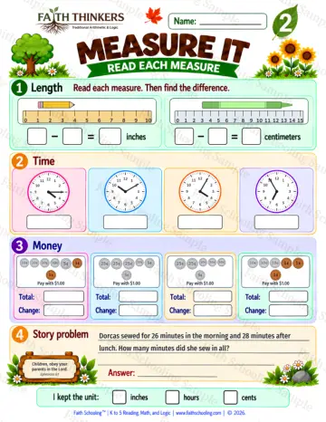 2nd Grade math worksheet — Measurement Practice 7