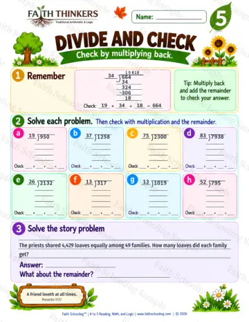5th Grade math worksheet — Long Division Practice 9
