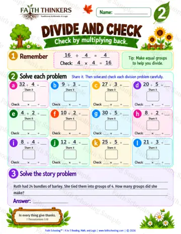 2nd Grade math worksheet — Division as Equal Groups Practice 6
