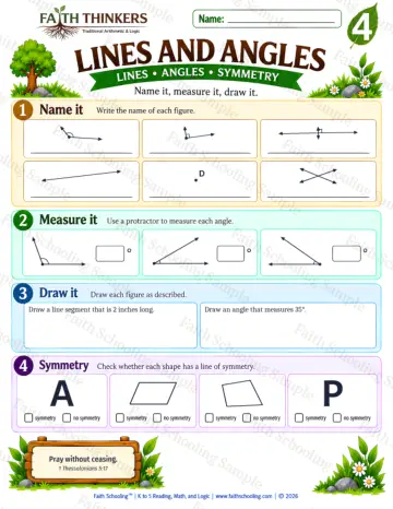 4th Grade math worksheet — Lines And Angles Practice 8