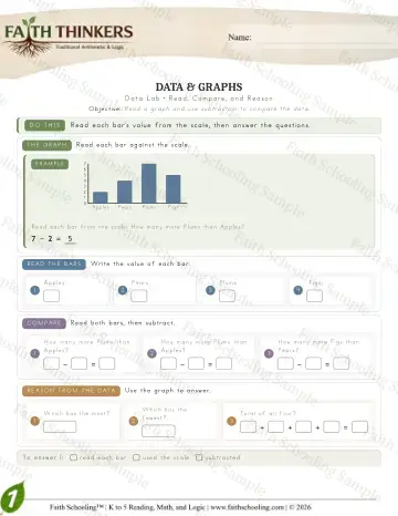 1st Grade math worksheet — Data (Practice 6)