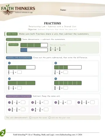Grade 2 Math: Fractions — worksheet preview