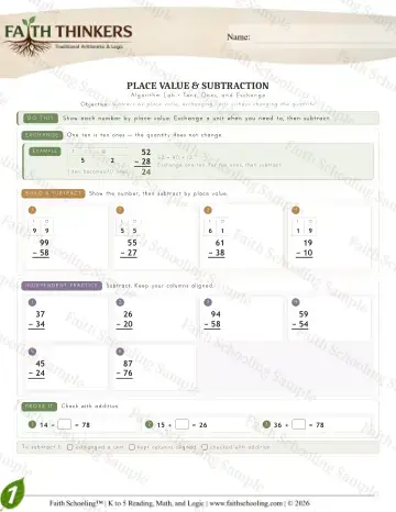 1st Grade math worksheet — Place Value (Practice 9)