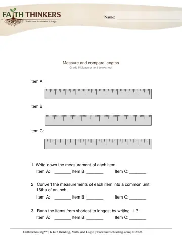 Measure Compare Lengths 1