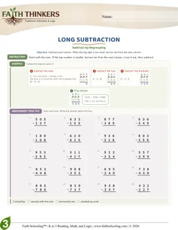 Long Subtraction (Practice 2)