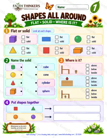 1st Grade math worksheet — Shapes All Around Practice 4