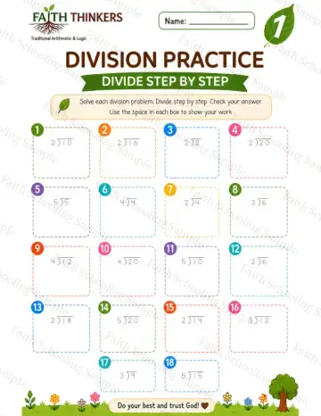 1st Grade math worksheet — Summer Division Practice 5