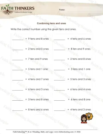 1st Grade math worksheet — Tens Ones B4