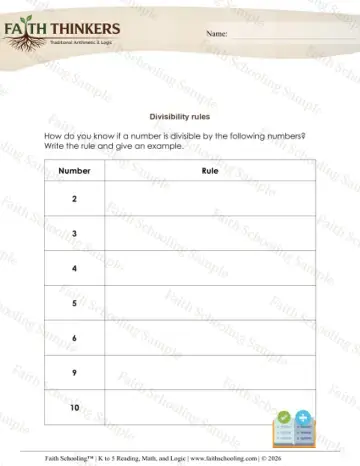 5th Grade math worksheet — Factors and Multiples. Divisibility Rules 4