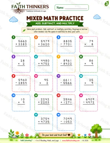 3rd Grade math worksheet — Summer Mixed Practice 4