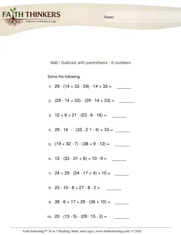 Grade 4 Math: Order Operations — worksheet preview