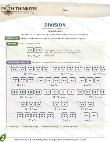 2nd Grade math worksheet — Division as Equal Groups. Long Division (Practice 7)