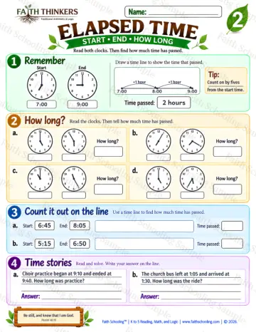 2nd Grade math worksheet — Elapsed Time Practice 9