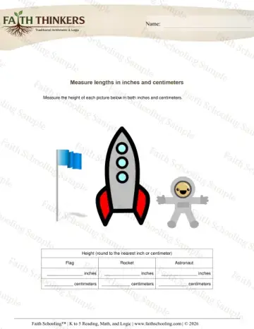 2nd Grade math worksheet — Measurement Length Inches Cm 6
