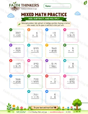 2nd Grade math worksheet — Summer Mixed Practice 6