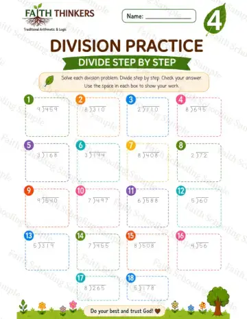 4th Grade math worksheet — Summer Division Practice 6