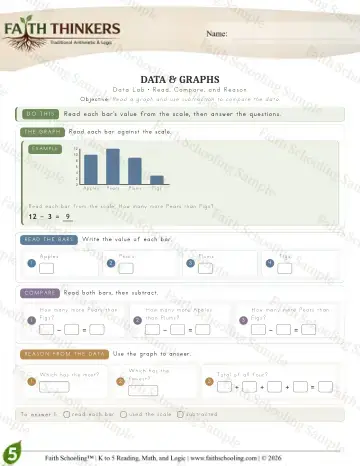 5th Grade math worksheet — Data (Practice 6)