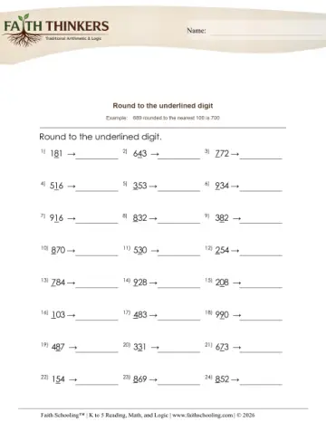 Round 3 Digit Numbers Mixed 1