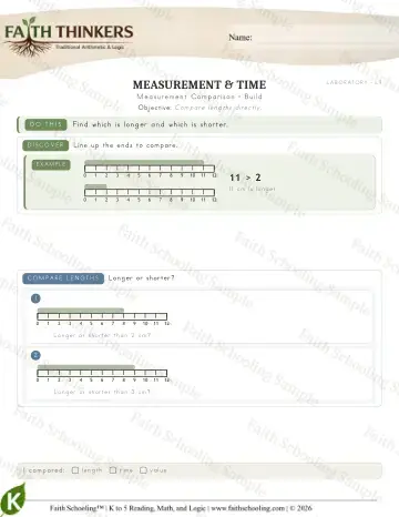 Kindergarten math worksheet — Measurement Comparison (Practice 6)