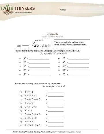 Grade 5 Math: Patterns Algebra — worksheet preview