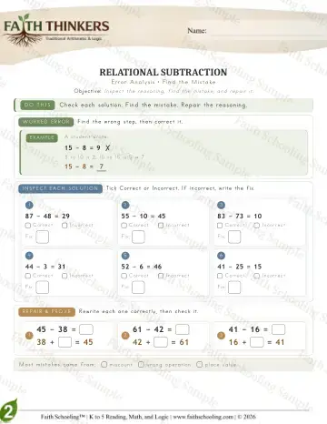 2nd Grade math worksheet — Reasoning & Fluency - Error (Practice 5)