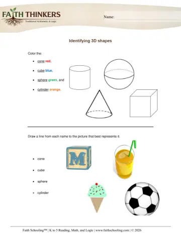 Grade 1 Math: 2D Shapes — worksheet preview
