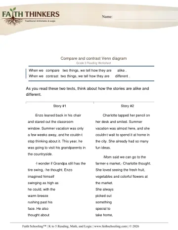 Grade 3 Math: Comparing Ordering Numbers — worksheet preview