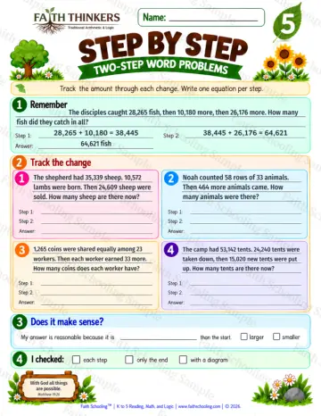 5th Grade math worksheet — Word Problems Practice 8