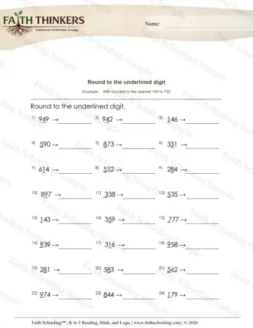 2nd Grade math worksheet — Round 3 Digit Numbers Mixed 2