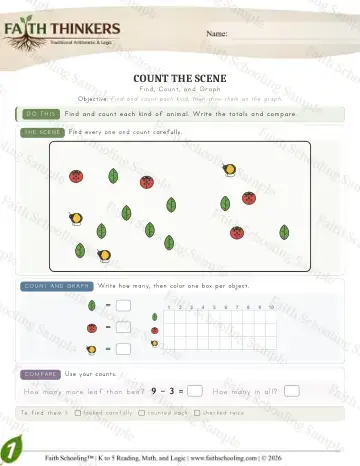 1st Grade math worksheet — Interactive & Puzzles - Countscene (Practice 6)