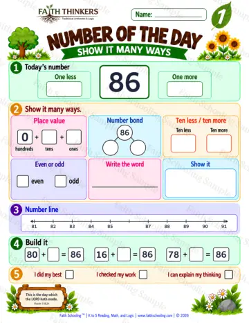 1st Grade math worksheet — Place Value Practice 9