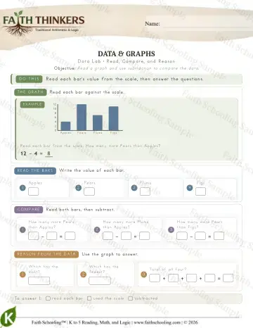 Kindergarten math worksheet — Data (Practice 7)
