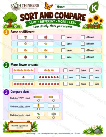 Kindergarten math worksheet — Matching and Classifying Practice 7