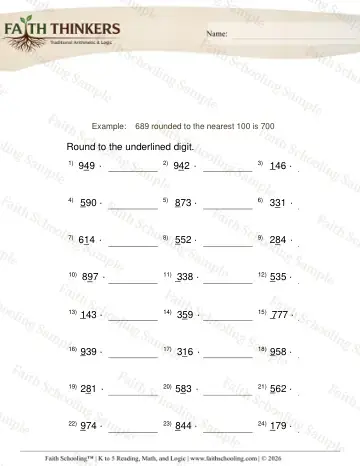 2nd Grade math worksheet — Rounding to the Nearest Ten and Hundred. Round 3 Digit Numbers Mixed 2