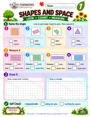 1st Grade math worksheet — 2D Shapes Practice 8