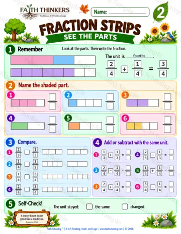 2nd Grade math worksheet — Fractions Practice 7