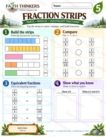 5th Grade math worksheet — Fractions Practice 6