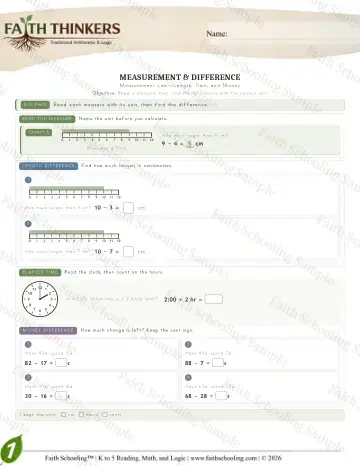 1st Grade math worksheet — Measurement (Practice 4)