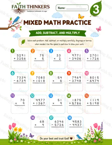 3rd Grade math worksheet — Spring Mixed Practice 6