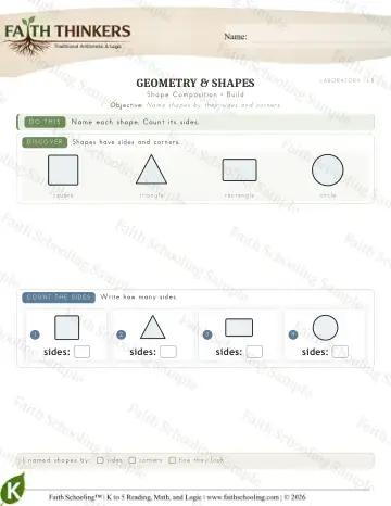 Kindergarten math worksheet — Shape Composition (Practice 7)