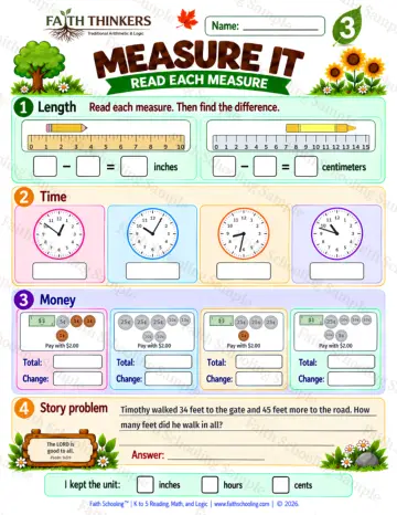 3rd Grade math worksheet — Measurement Practice 8