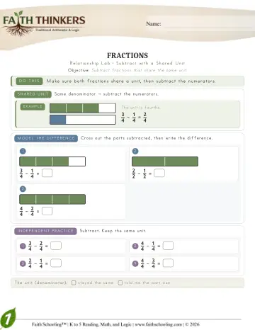 Grade 1 Math: Fractions — worksheet preview
