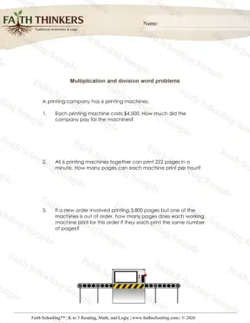 4th Grade math worksheet — Word Problems Mixed Multiplication Division 6
